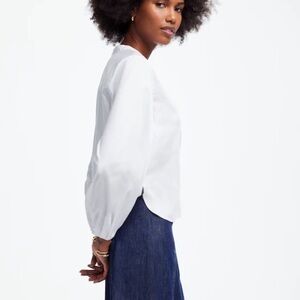 NWT Madewell V-Neck Long-Sleeve Top in Eyelet White size XS